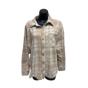PINK Victoria's Secret Beige Plaid Button Down - XS